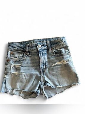American Eagle Outfitters Light Wash Distressed Denim Shorts